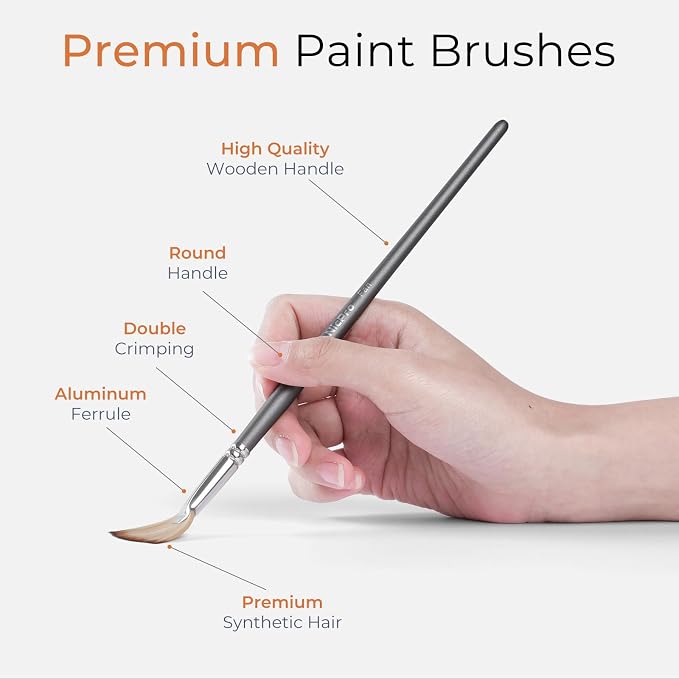 Nicpro 40 PCS Paint Brush Set, Professional Acrylic Paint Brushes | Suitable for Acrylic Painting, Oil, Watercolor, Gouache, Includes Palette Knife & Canvas Roll, Painting Supplies for Artist