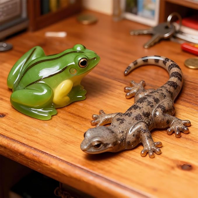 Animal Resin Molds 3ps Turtle Frog and Lizard Shapes Silicone Molds for Epoxy Resin 3D Lifelike Animal Molds DIY Art Craft Resin Casting Home Decoration