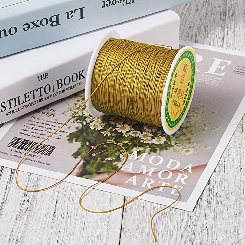 150 Yards 0.5mm Braided Nylon Crafting Thread Chinese Knotting Beading String Macrame Cord Rope for Necklace Bracelet Jewelry Craft Making, Goldenrod