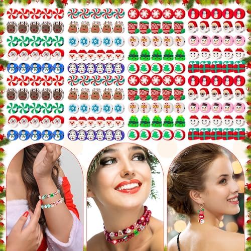 400 Pcs Christmas Polymer Clay Beads, Mixed Heishi Spacer Beads Supplies