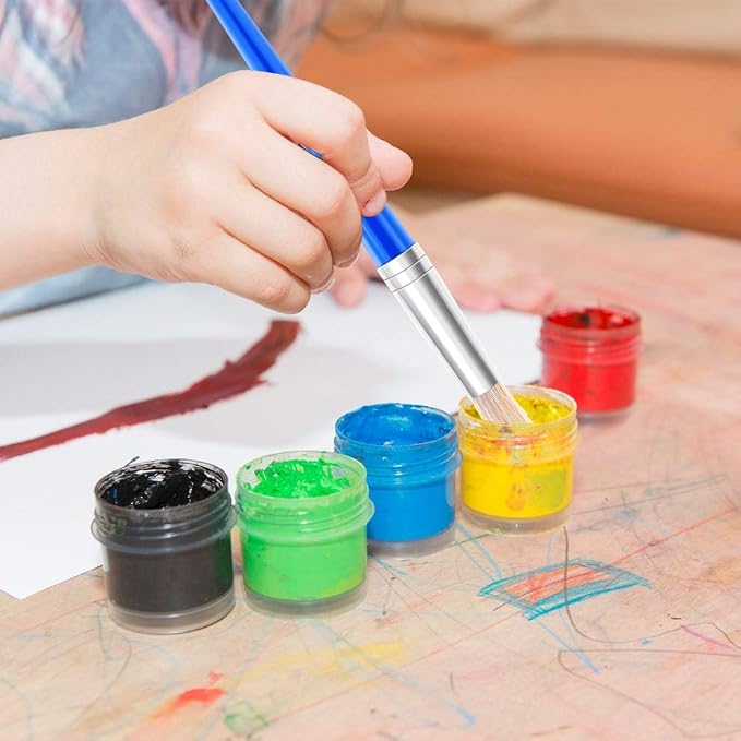 Anezus 30 Kids Paint Brushes Set with Jumbo Round Watercolor and Large Flat Craft Brushes (Pack of 2)
