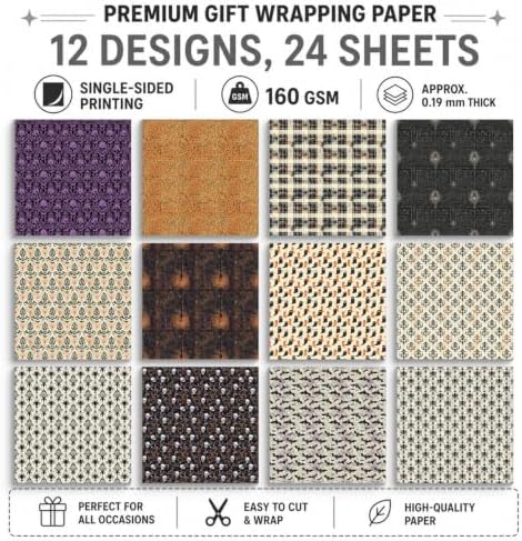Vintage Helloween Scrapbook Paper Pad Decoupage Origami, 24 Sheets 6-in