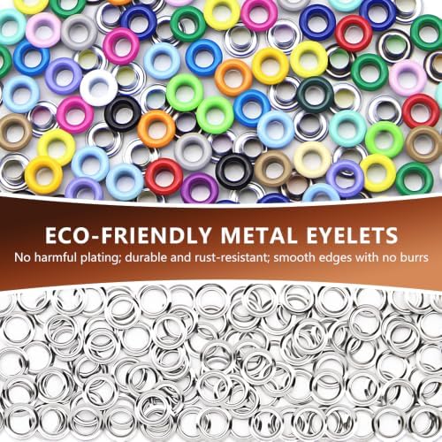 SEMINI 400 Sets 4mm Multi-Color Grommet Kit for Fabric Leather Crafts