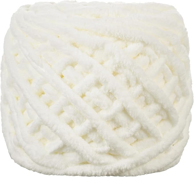 Plush Chenille Chunky Yarn for Crocheting 100g(54.6yd) - Bulky Thick Fluffy Yarn for Knitting- Soft Velvet for Baby, Blanket Knitting Blanket Yarns- Amigurumi Yarns (Milky White)