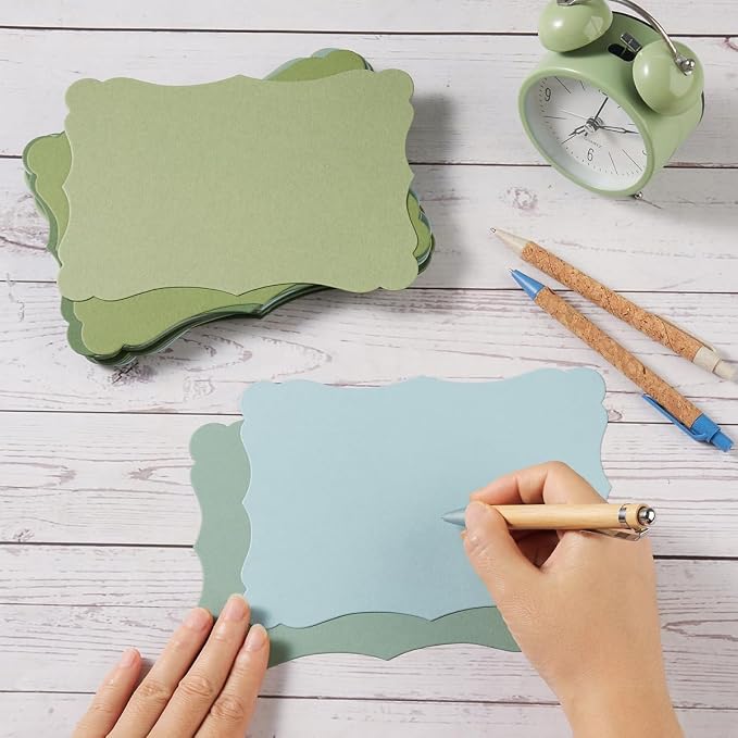 50 Pack Blank Kraft Greeting Cards, Green, 5 Colors, 4x6IN