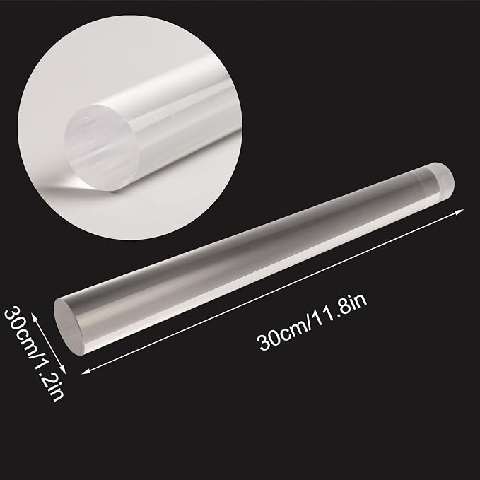 Polymer Clay Roller Tools, 11.8" Acrylic Clay Roller Clear Rolling Pin for Pottery Modeling Clays Polymer Shaping Air Dry Clay DIY Craft Tool