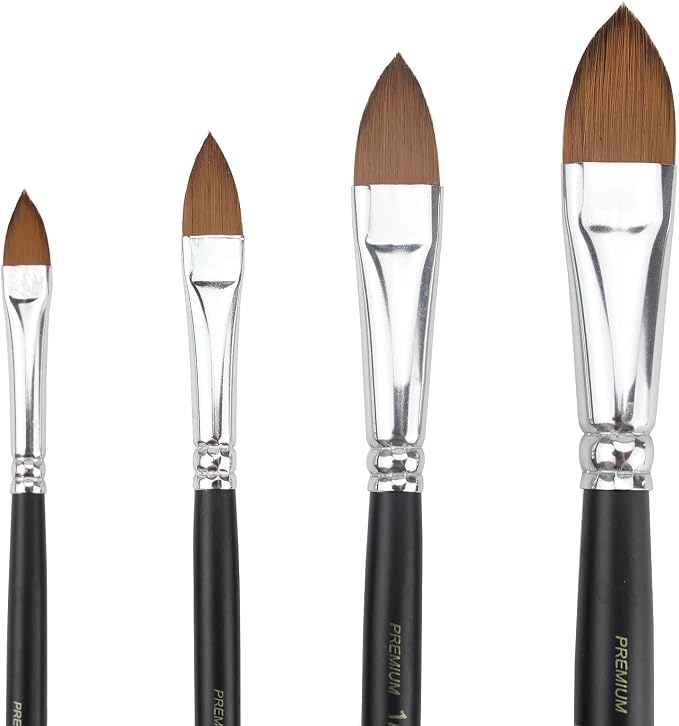 GACDR Cat Tongue Watercolor Brush Set, 4 PCS Oval Wash Brushes | 4 PCS Oval Wash Cat Tongue Brushes for Watercolor, Acrylic & Gouache—For Floral Petals, Leaves, Blending and Soft Washes Art