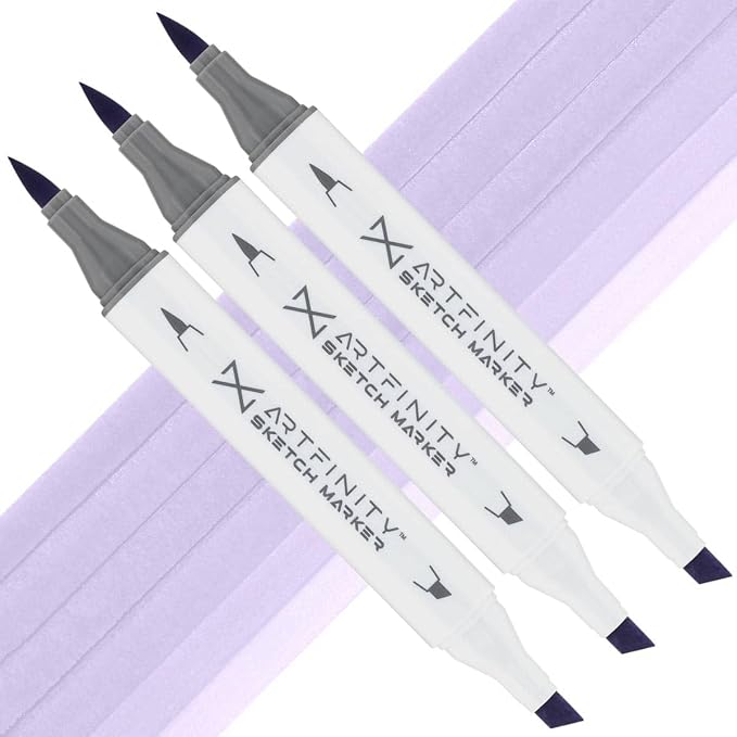 Artfinity Sketch Markers - Set of 3 - Mauve Shadow BV1-3, Vibrant, Professional, Dye-Based Alcohol Markers for Artists, Drawing, Travel, & More