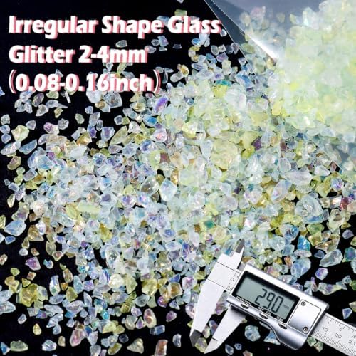 Matio 1.8oz/ 50g Iridescent Crushed Glass,Colorful Blue Irregular Glitter