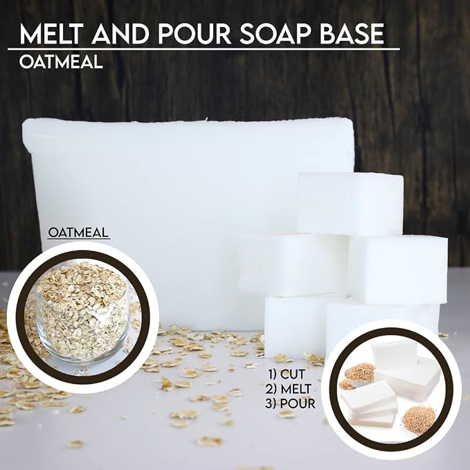 Primal Elements Oatmeal Soap Base - Moisturizing Melt and Pour Glycerin Soap Base for Crafting and Soap Making, Easy to Cut - 5 Pound