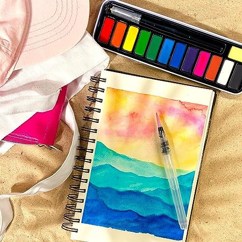 ArtSkills Travel Watercolor Kit, Watercolor Paint Set with Water Brush