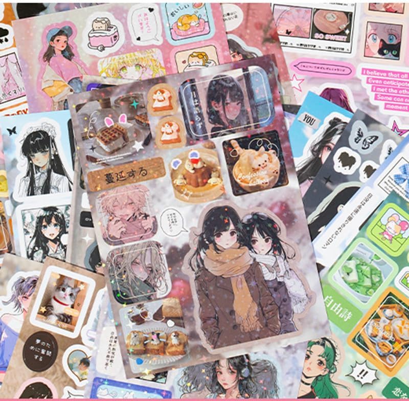 Japanese Sticker Book 800 Pcs Heisei Retro Romantic Kawaii Manga Style Stickers Aesthetic DIY Scrapbooking Notebook Decoration