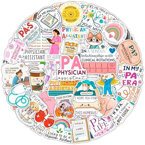 100Pcs Physician Assistant Stickers for Laptop, Water Bottle - PA Stickers - Funny Physician Assistant Gifts, Party Decoration- Medical Decals - Gift for Women & Men
