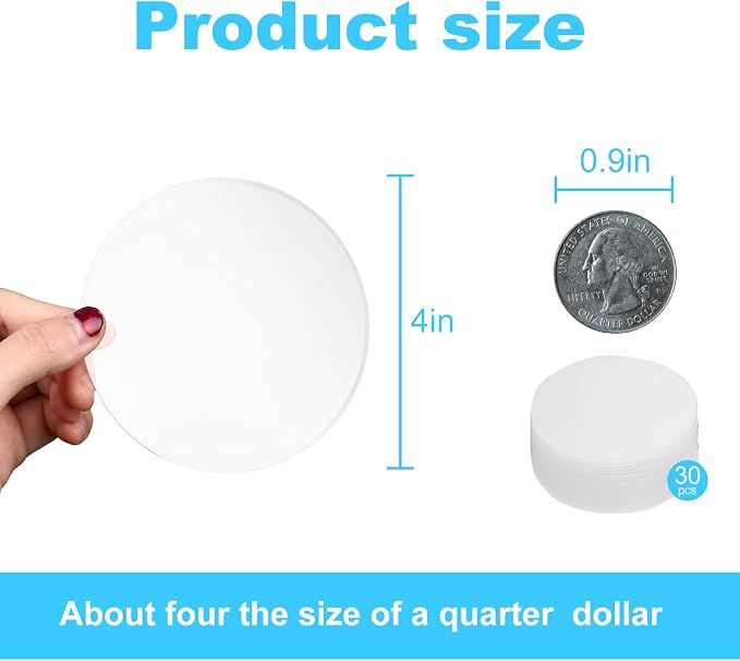 30 Pcs 4 Inch Acrylic Blanks Clear Round Acrylic Circles