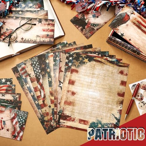 TaoBary 160 Pcs Patriotic Stationery Paper and Envelopes Set, 8.5 x 11''
