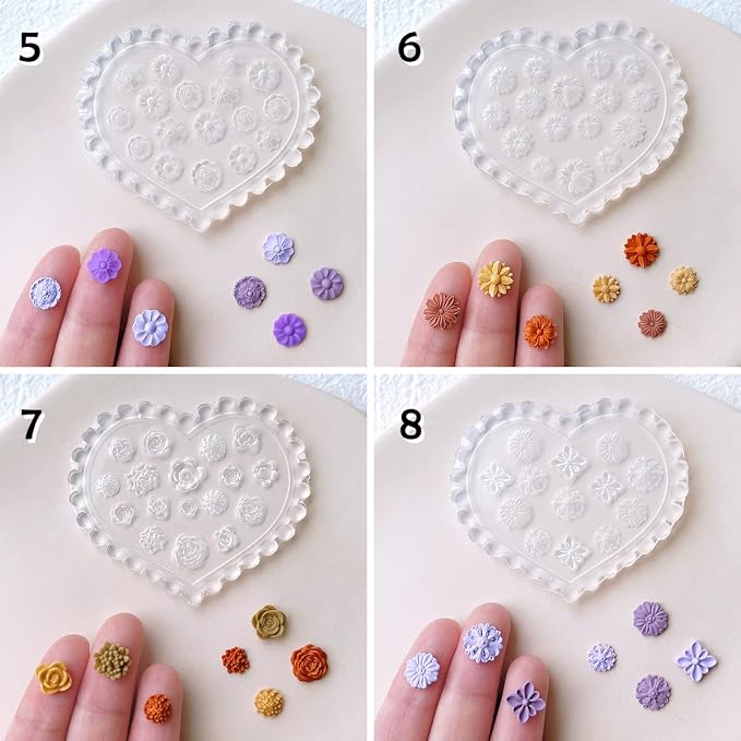 KEOKER Polymer Clay Molds - 12 Pcs Mini Floral Clay Molds for Jewelry Making, Earring Decoration (Substitute Polymer Clay Cutters)