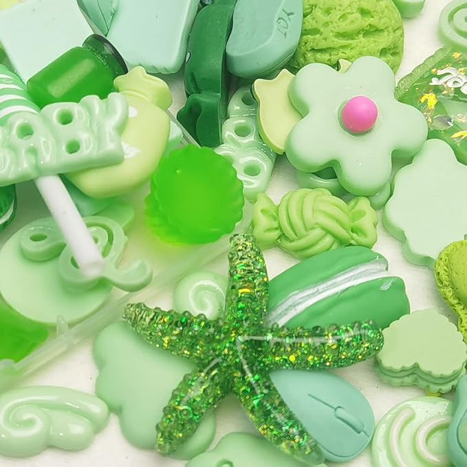 Chenkou Craft 50pcs Lots Mix Assorted Green Craft DIY Flatbacks Resin Flat Back Buttons Scrapbooking (Green)