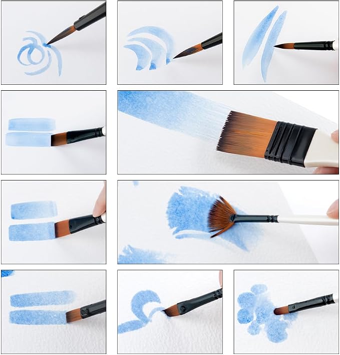 Transon Paint Brush Kit 10pcs Art Brushes and 1 Paint Spatula with Brush Case