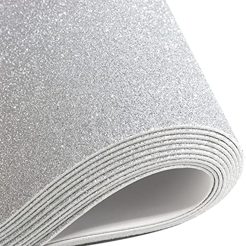 10 Sheets Glitter Paper Sheet for Father‘s Day Decor, A4 Cardstock Self-adhesive Paper for Christmas Construction Scrapbook DIY Card Decoration (Silver)