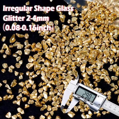 Matio 1.8oz/ 50g Crushed Glass, Champagne Gold Irregular Metallic Chips