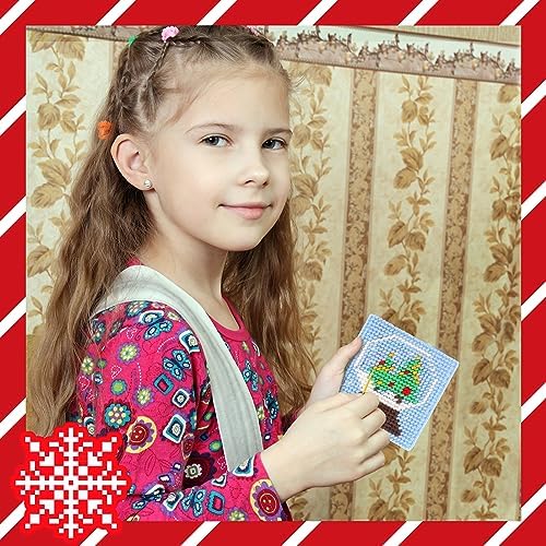 Pllieay Christmas 10-in-1 Cross Stitch Beginner Kit for Kids, Includes Instruction of 10 Different Patterns, 10 Printed Plastic canvases for Needlework, Needlepoint Starter Sewing Set