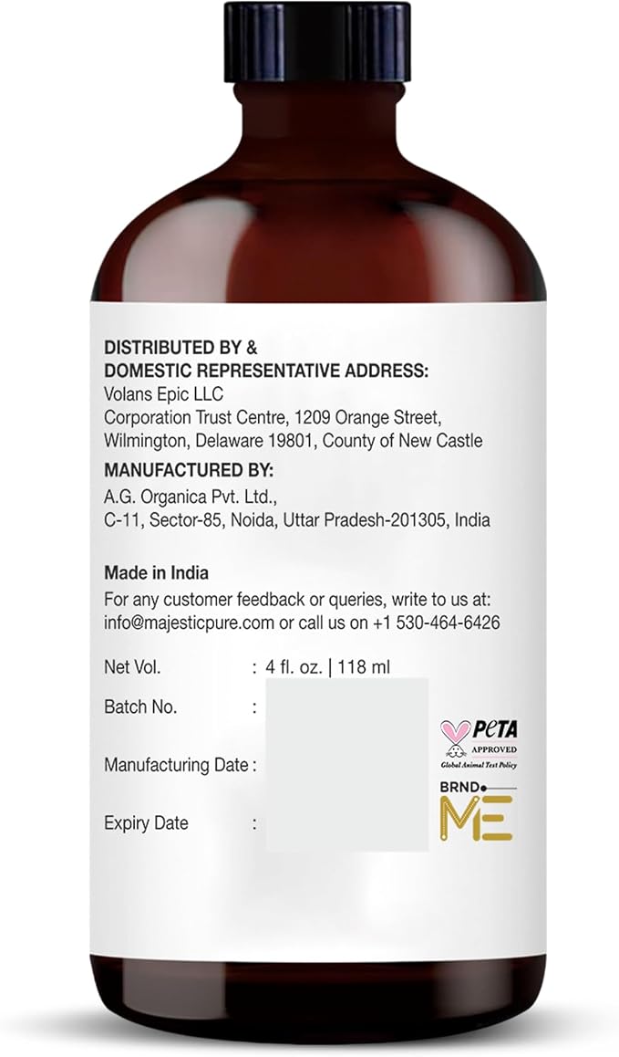 Majestic Pure Blackseed Essential Oil for Diffuser - 4 Fl Oz | 100% Natural Essentials Oils for Aromatherapy, Massage, candle making, soap making and custom essential oil blends