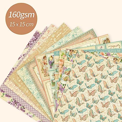 6x6" Cardstock Single Sided Scrapbooking,Craft Decorative Scrap Book Paper | 160gsm,24-Sheet 12Patterns Colored Paper,Junk Journal Supplies,Vivid Origami Papers DIY Craft Gift Wrapping Album.Ange