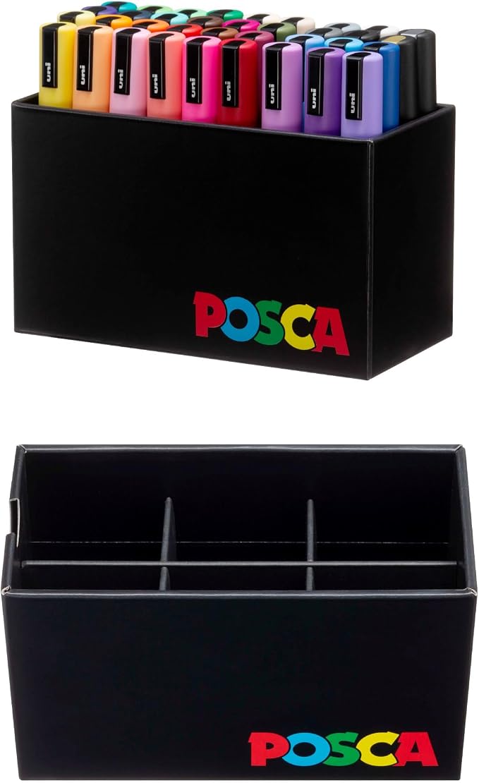 POSCA® PC-5M Paint Markers, Medium (1.8-2.5mm), Assorted, 36 Pack & Caddy