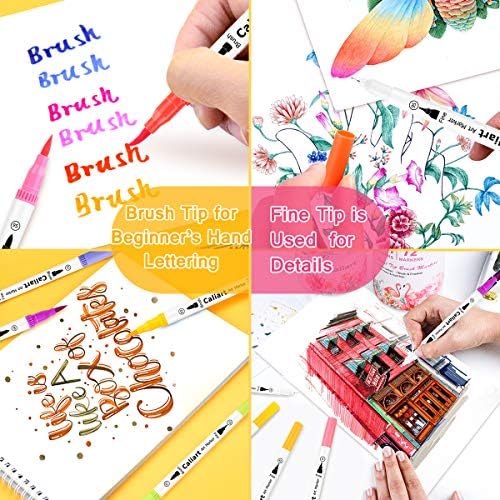 Caliart 72 Colors Double Tip Brush Pen Art Markers for Adult Coloring Books | Artist Fine & Brush Coloring Markers for Journaling Calligraphy Drawing Gifts Trendy Stuff Teacher Office Art Supplies
