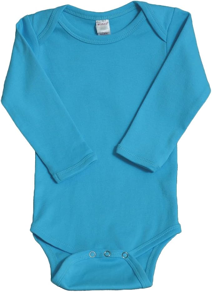 Monag Long Sleeve Baby Bodysuit, Long Sleeve Blank Solid Color Baby One-Piece, 100% Cotton Infant Bodysuit, Creeper