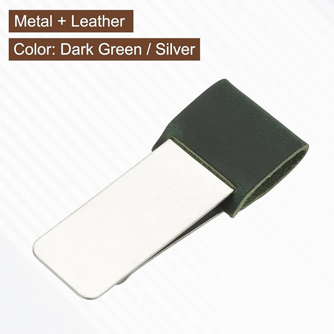 PATIKIL Pen Loop for Notebook, Stainless Steel Leather Pencil Holder Pen Clip for Notebook Traveler Journals Planner, Dark Green