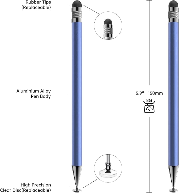 Bopomofo Stylus(5 Pcs),2-in-1 Stylus Pen for Touchscreen,Stylus Pen | Metal Barrel,Suitable for Apple(iPhone/ipad)/Nintendo Switch/Samsung/Google/Microsoft/Android Tablets Touch Screen Devices