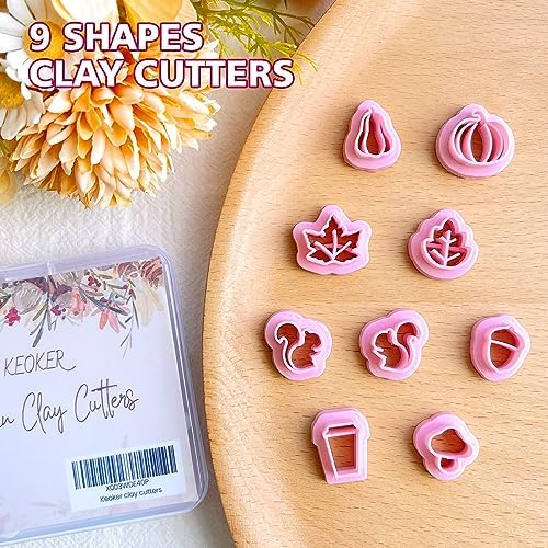 Keoker Fall Polymer Clay Cutters - Maple Leaf Shapes for Earrings, 9 Autumn Clay Earrings Cutters