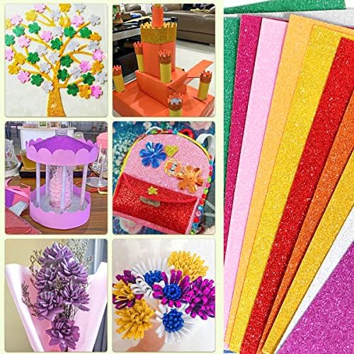 10 Sheets Glitter Paper Sheet for Crafts, A4 Cardstock Self-adhesive Paper for April Fool's Memorial Father's Day Decor Table Decorations, Graduation DIY Card Decoration (Gold)