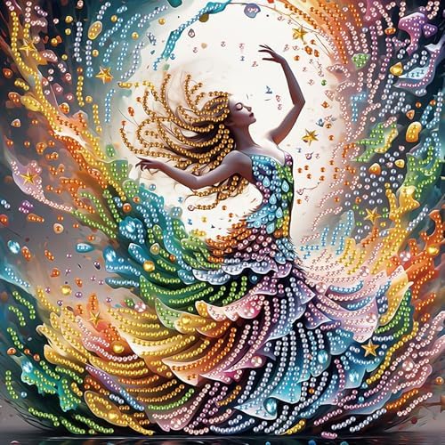 AiYuanzsh DIY Diamond Art Painting Kits for Adults, 5D Special Shape Crystal Rhinestone Diamond Art Kits for Beginners, for Home Wall Decoration Gift 12x12 inch, Beautiful Dancer