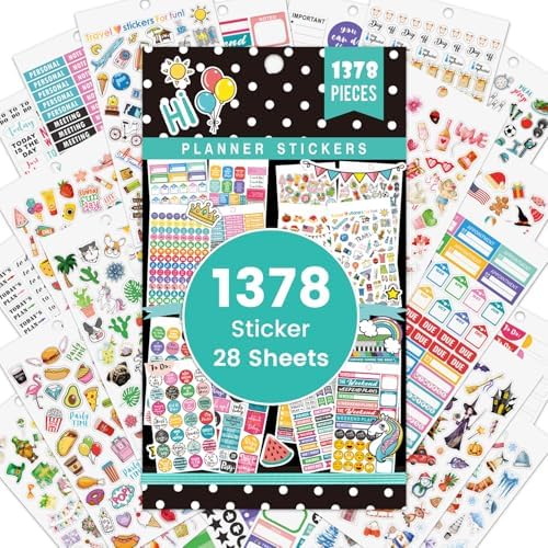 Planner Stickers - 28 Sheets, Journal Stickers for Monthly Weekly and Daily