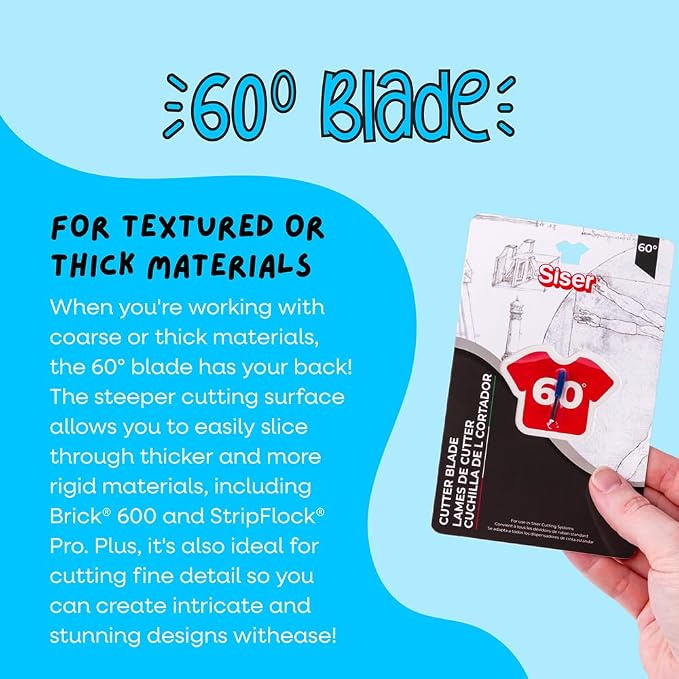 Siser 60 Degree Blade - Compatible with the Siser Blade Housing - Perfect Cuts On Thicker Materials Like Brick 600 and Craft Felt