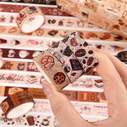 icceemee 20 Rolls Coffee Theme Washi Tape Set, Writable Decorative Tapes for Scrapbooking, Junk Journal Supplies, Bullet Journaling, Bullet Journaling, 0.6"x79" per Roll