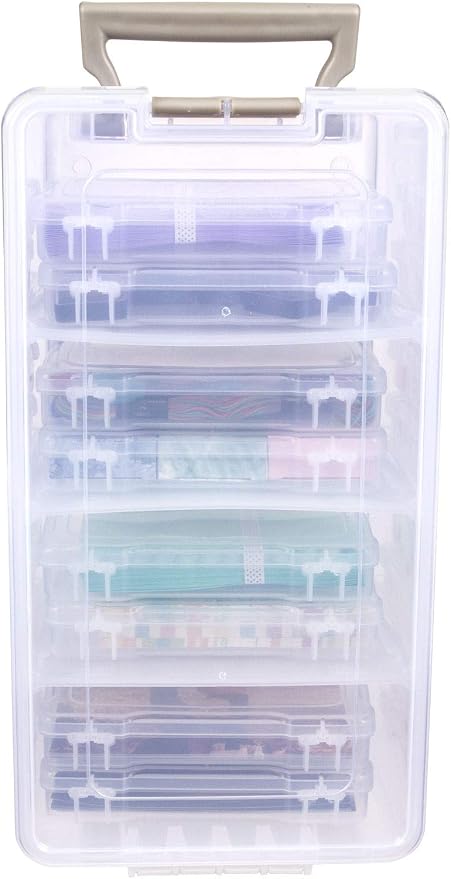 ArtBin Semi Satchel Photo Storage Photo & Craft Organizer Set, Large Box with [8] Plastic Storage Cases Inside, Clear