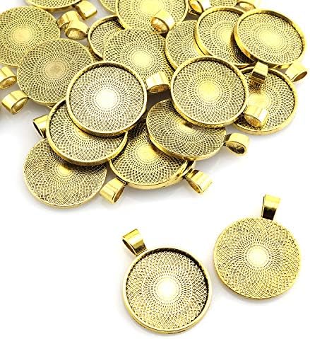 25pcs Round Bezel Pendant Trays Setting Cabochon Blank Base for DIY Crafting Photo Jewelry Findings Making Accessories 25mm