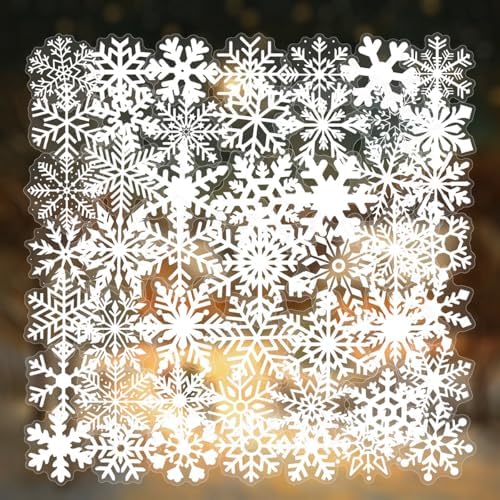 50 PCS Snowflake Stickers for Scrapbooking Journaling Junk Journal Scrapbook Supplies - Waterproof Transparent PET Aesthetic Decals for Resin Crafts Decorative Art Crafts (Snowflake)