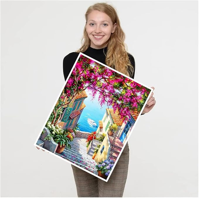 VIGEGU 2 Pack Cityscape Paint by Numbers Kit for Adults with Framed, Landscape Paint by Number DIY Adult Paint by Number Kits for Wall Decor 10x12in