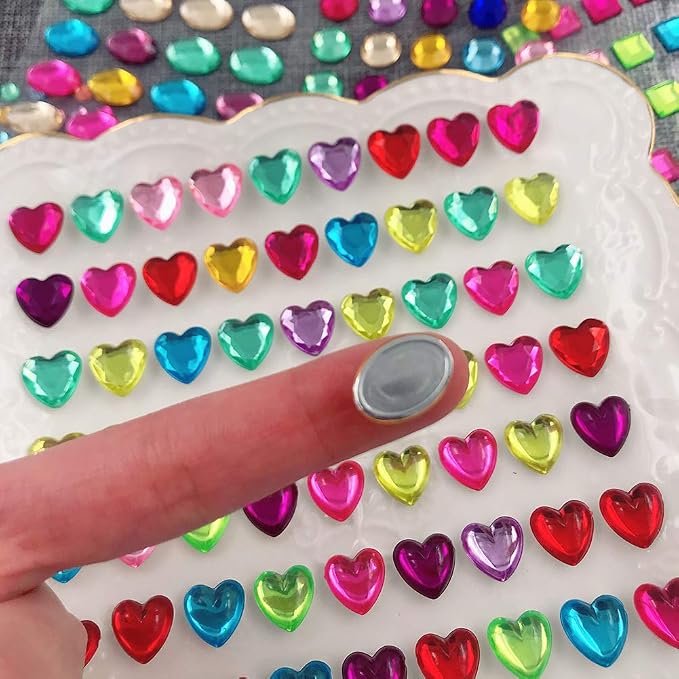 Elwish 365pcs Round Jewels Stickers Gem Stickers Rhinestone for Crafts Sticker Gems Self Adhesive Bling Jewels, Multicolored