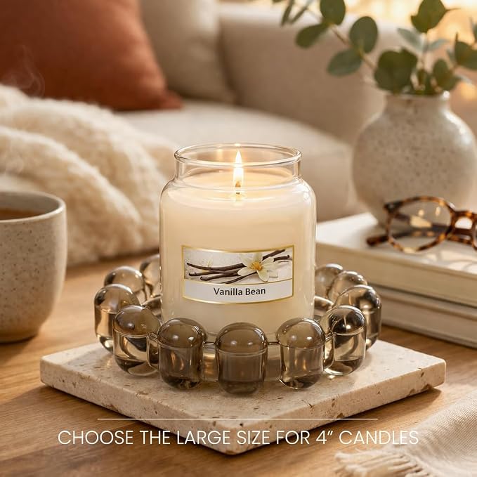 Alice Lane Home Collection Original Amber Glass Large Bubble Candle Dish | Votive and Candle Plate, Pillar Holder, Diffuser Base, Wax Catcher, Decorative Tray, Jewelry Catchall, Tablescape Accent