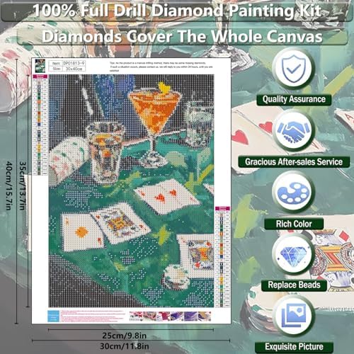 Vintage Poker Diamond Art Kits for Adults Diamond Painting Kit for Beginner