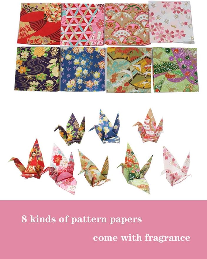 50Pcs 10cm Rainbow Premade Origami Paper Cranes Folded origami cranes Handmade Yuzen Paper Cranes Garlands For Tea Party Favors Wedding Baby Shower Party Supplies Peace Dove-Happiness Good Luck