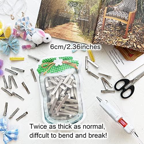HiJeaton 60Pcs Alligator Metal Clips for Hair Bows and Crafts - Large Plain DIY Hairdresser Clips for Bow Making and Supplies (6cm/2.36")