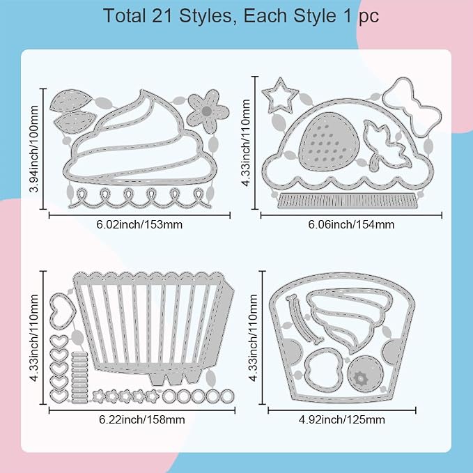 GLOBLELAND 3D Cupcake Gift Card Holder Cutting Dies for Card Making Dessert Cut Die for DIY Scrapbooking Journal Embossing Paper Craft Decor