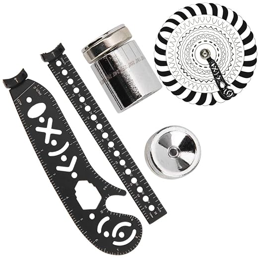 17mm Versatile Drawing Ruler Tool Kit, Iron Multifunctional Drawing Ruler, Innovative Magnetic Compass Rulers for Designers, Artists, Periodical Enthusiasts, Black