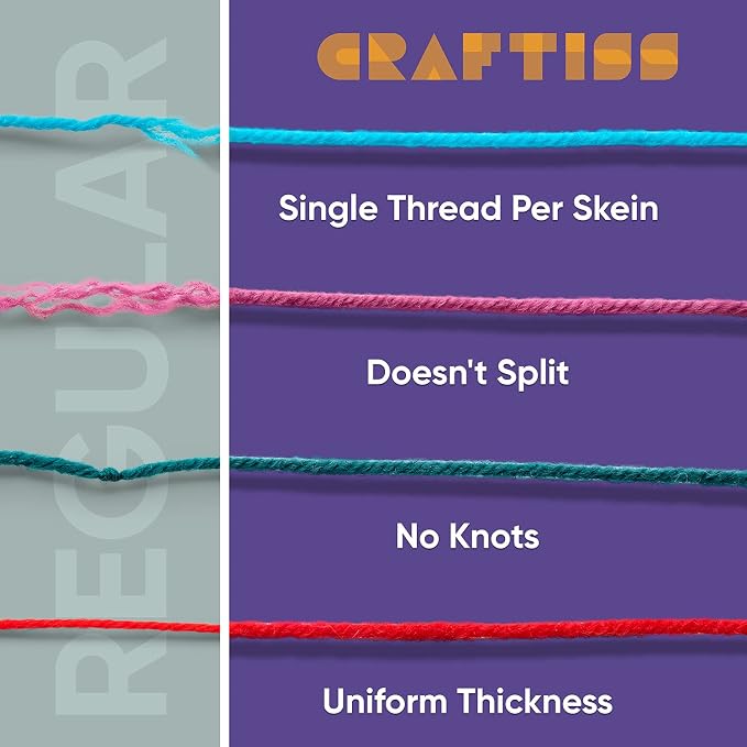 CRAFTISS 16 of 20g/0.7Oz Acrylic Yarn Mini Skeins - 700 Yards of Soft Yarn for Crocheting and Knitting Craft Project, Assorted Starter Crochet Bulk Kit for Adults and Kids